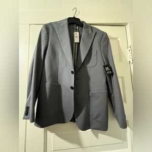 NWT Express Men Slim Slate Gray Stretch Cotton-Blend Suit Jacket